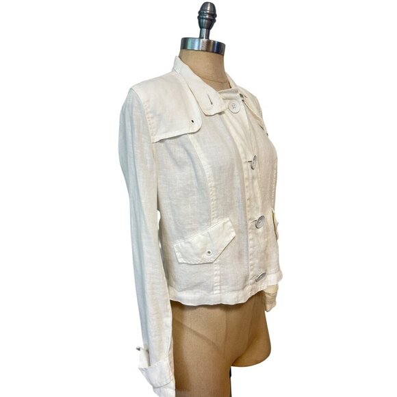 CAbi 333 Topside Topper White Linen Jacket size Small - Picture 4 of 6